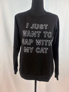 Freeze Black Sweatshirt "I Just Want to Nap‎ With My Cat"